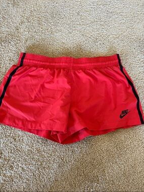 Nike Women's Bright Red Running Shorts with Black Side Stripe